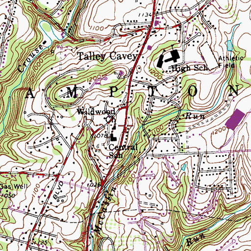 Topographic Map of Wildwood Church, PA