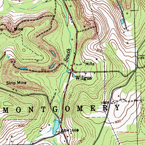 Topographic Map of Wilgus, PA