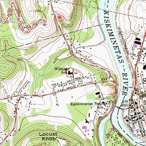 Topographic Map of Willard School, PA