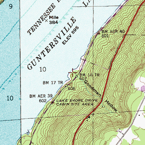 Topographic Map of Goodman Hollow, AL