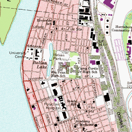 Topographic Map of Steelton Highspire Vocational Technical School, PA