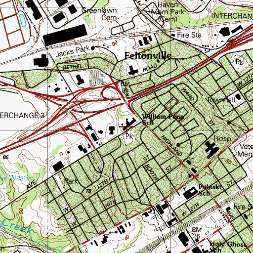 Topographic Map of William Penn School, PA
