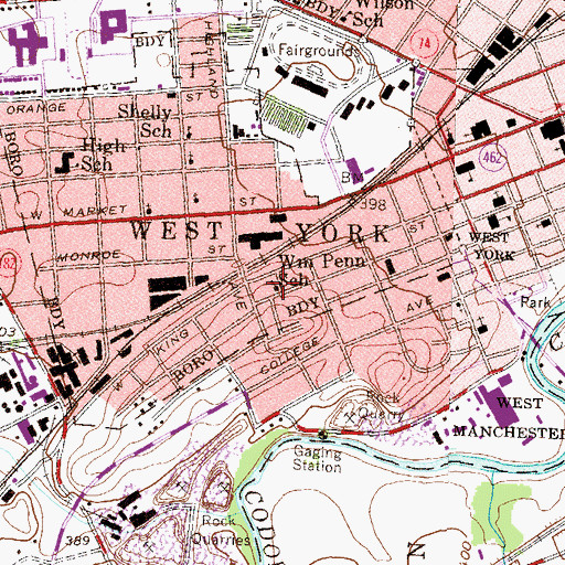 Topographic Map of William Penn School, PA