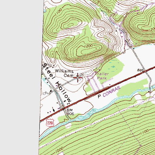 Topographic Map of Williams Cemetery, PA