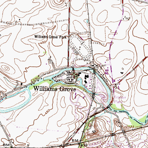Topographic Map of Williams Grove, PA