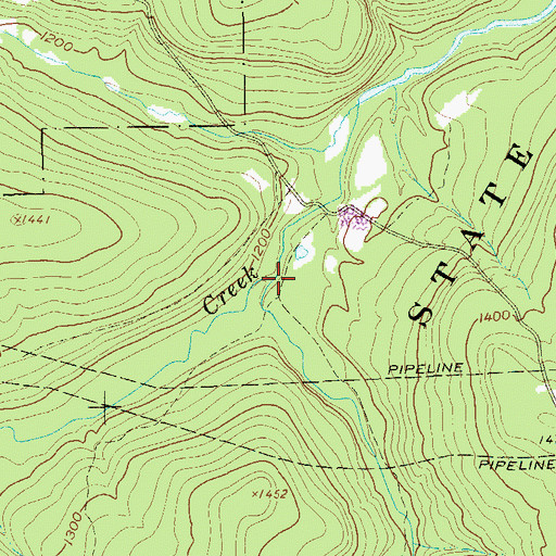 Topographic Map of Williams Run, PA