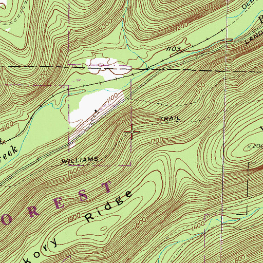 Topographic Map of Williams Trail, PA