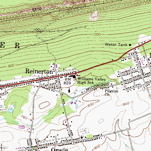 Topographic Map of Williams Valley High School, PA