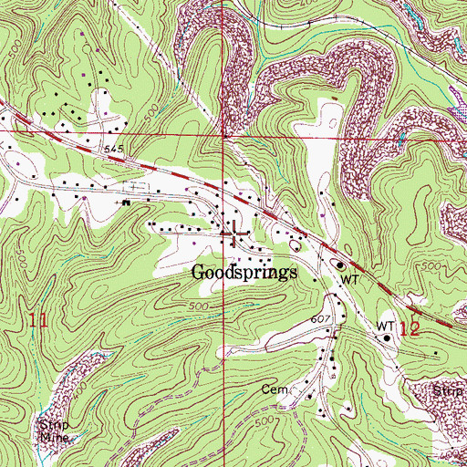 Topographic Map of Goodsprings, AL