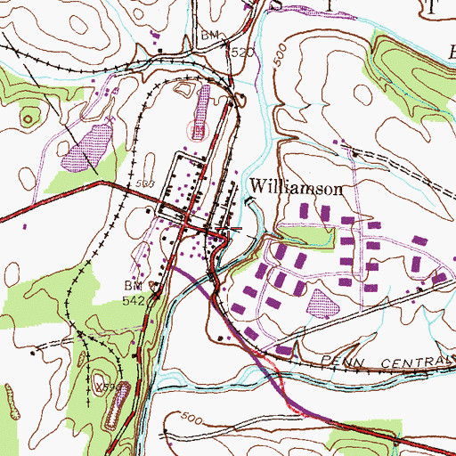 Topographic Map of Williamson, PA