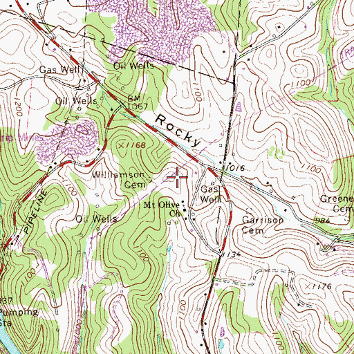 Topographic Map of Williamson Cemetery, PA