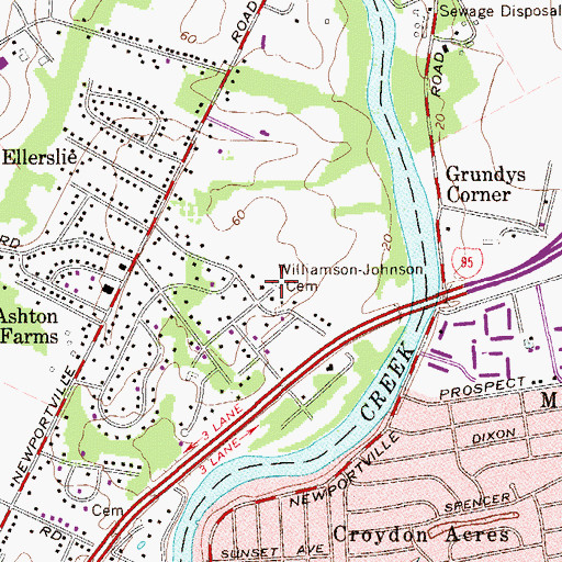 Topographic Map of Williamson - Johnson Cemetery, PA
