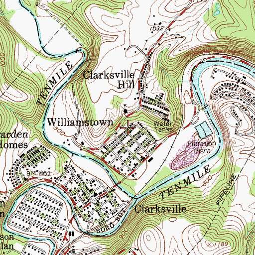 Topographic Map of Williamstown, PA