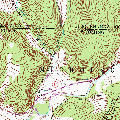 Topographic Map of Willow Brook, PA