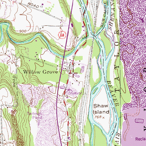 Topographic Map of Willow Grove, PA