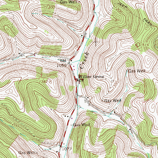 Topographic Map of Willow Grove Church, PA
