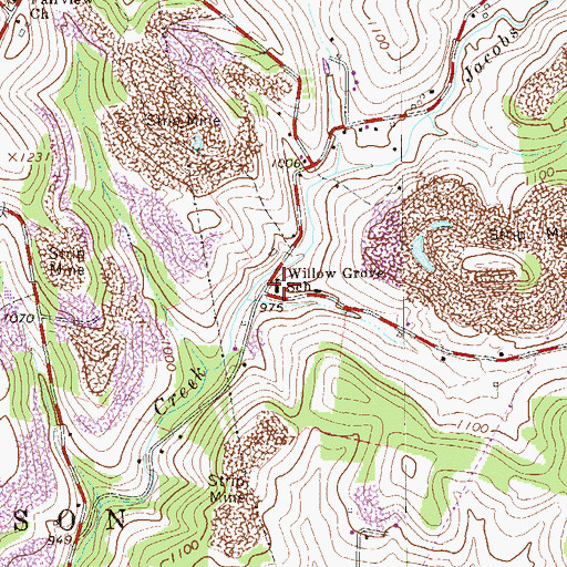 Topographic Map of Willow Grove School, PA
