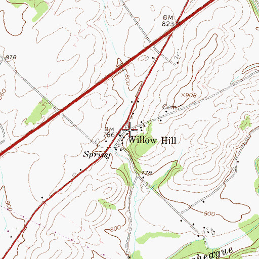 Topographic Map of Willow Hill, PA