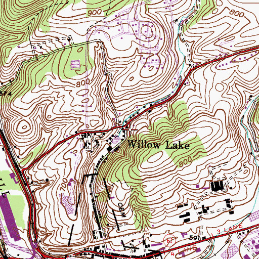 Topographic Map of Willow Lake, PA