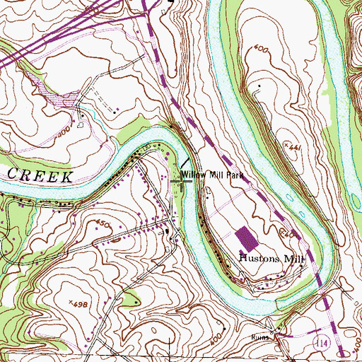 Topographic Map of Willow Mill Park, PA