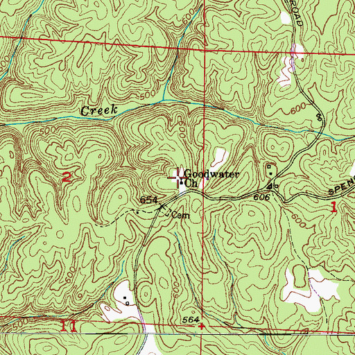 Topographic Map of Goodwater Church, AL