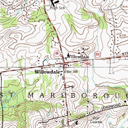 Topographic Map of Willowdale, PA