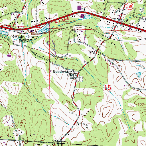 Topographic Map of Goodwater Church, AL