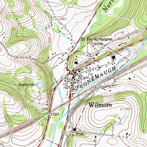 Topographic Map of Wilmore, PA