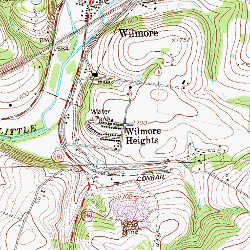 Topographic Map of Wilmore Heights, PA