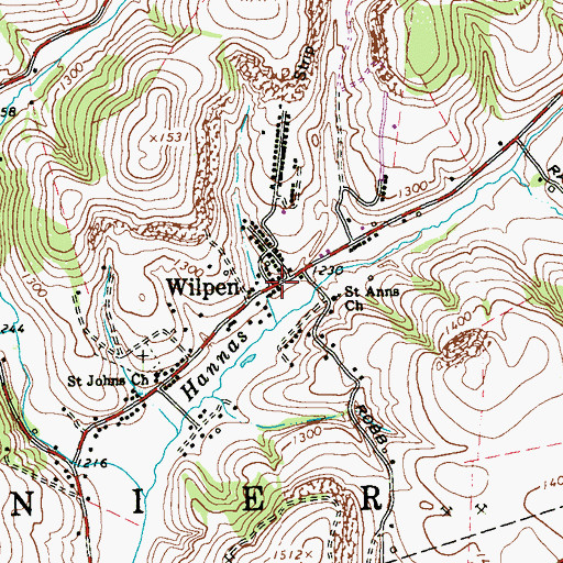 Topographic Map of Wilpen, PA