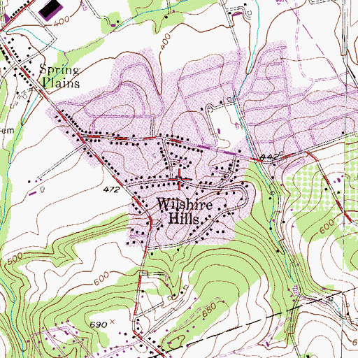 Topographic Map of Wilshire Hills, PA
