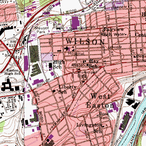 Topographic Map of Wilson, PA