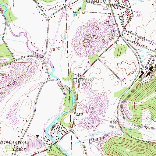 Topographic Map of Wilson / Mount Pleasant Cemetery, PA