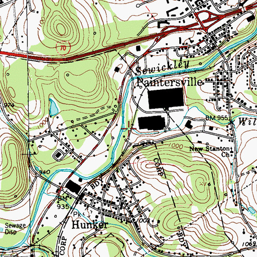Topographic Map of Wilson Run, PA