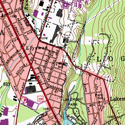 Topographic Map of Wilson School, PA