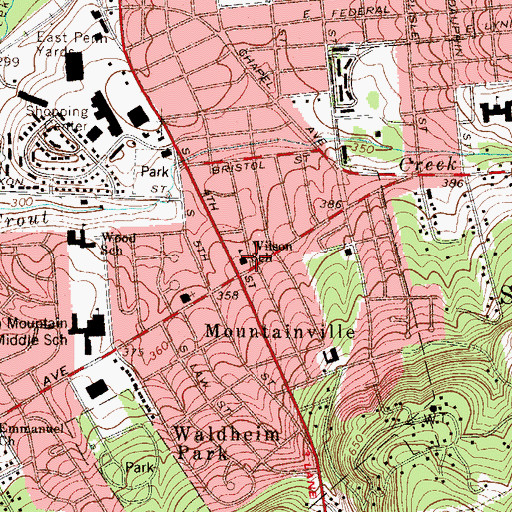Topographic Map of Wilson School, PA