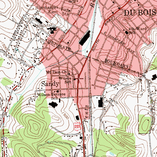 Topographic Map of Wilson School, PA