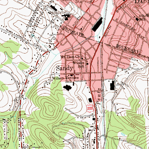 Topographic Map of Wilson Terrace School, PA
