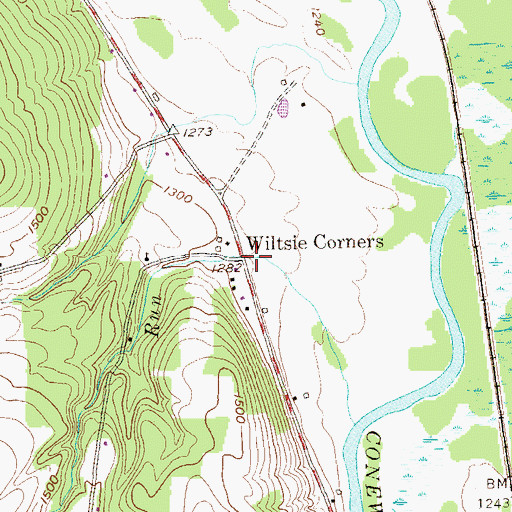 Topographic Map of Wiltsie Corners, PA
