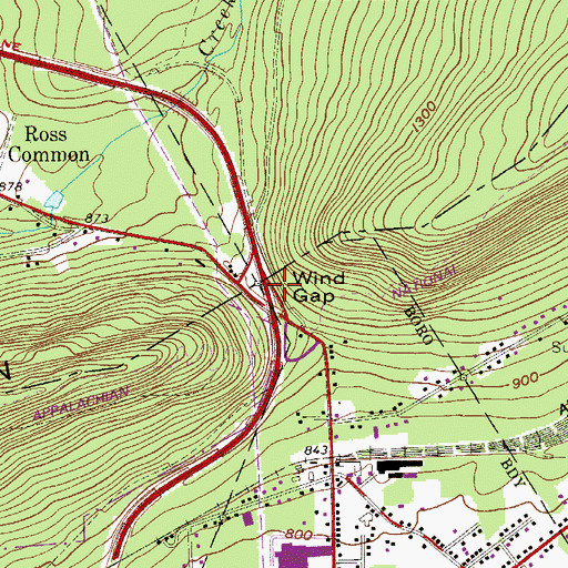 Topographic Map of Wind Gap, PA