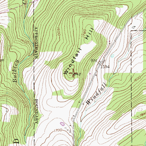 Topographic Map of Windfall Hill, PA