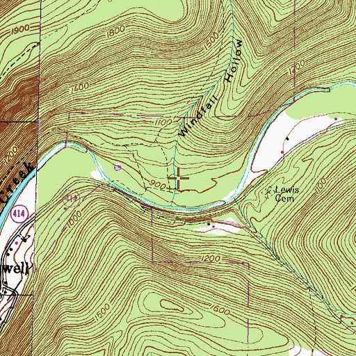 Topographic Map of Windfall Hollow, PA