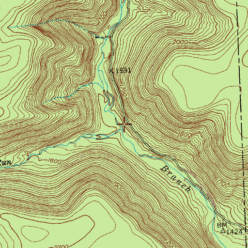 Topographic Map of Windfall Run, PA