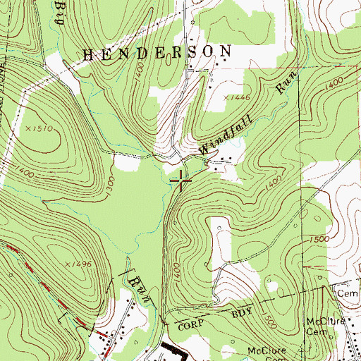 Topographic Map of Windfall Run, PA