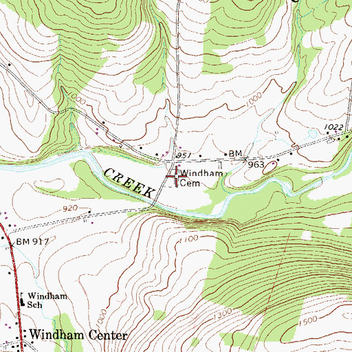Topographic Map of Windham / Valley Home Cemetery, PA