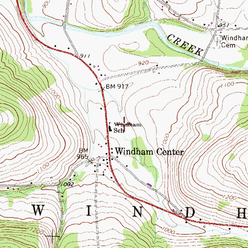Topographic Map of Windham School, PA