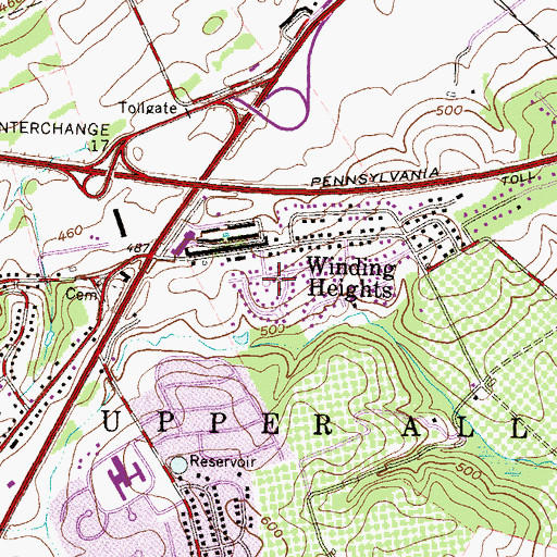 Topographic Map of Winding Heights, PA