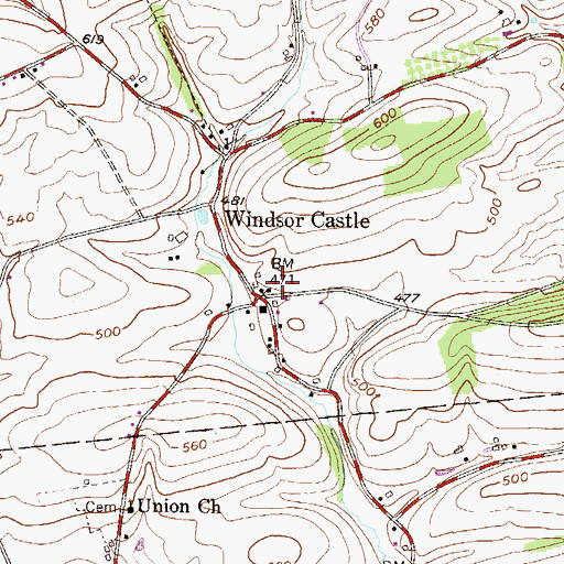 Topographic Map of Windsor Castle, PA