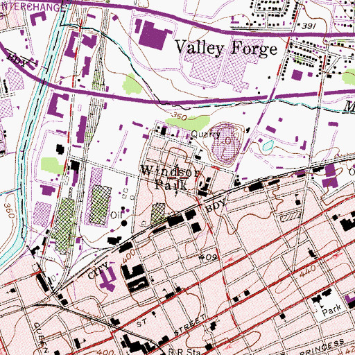 Topographic Map of Windsor Park, PA