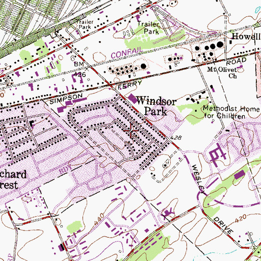Topographic Map of Windsor Park, PA